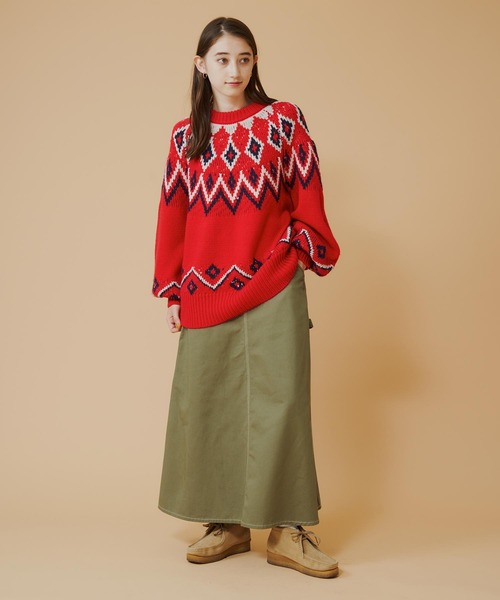 MILKFED.(ミルクフェド)の「NORDIC KNIT TOP(ニット/セーター・レディース・ライトグレー/レッド/チャコール・ONE SIZE)」の12枚目の写真