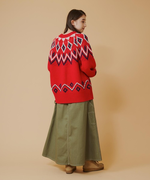 MILKFED.(ミルクフェド)の「NORDIC KNIT TOP(ニット/セーター・レディース・ライトグレー/レッド/チャコール・ONE SIZE)」の6枚目の写真
