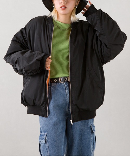 SpRay（スプレイ）の「中綿　ＢＩＧ　ＭＡ１（MA-1・レディース・アイボリー/カーキ/ブラック・FREE）」の6枚目の写真