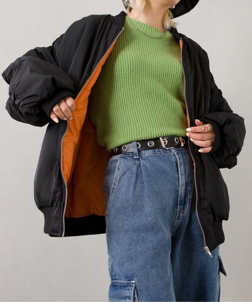 SpRay（スプレイ）の「中綿　ＢＩＧ　ＭＡ１（MA-1・レディース・アイボリー/カーキ/ブラック・FREE）」の16枚目の写真