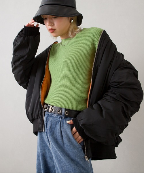 SpRay（スプレイ）の「中綿　ＢＩＧ　ＭＡ１（MA-1・レディース・アイボリー/カーキ/ブラック・FREE）」の10枚目の写真