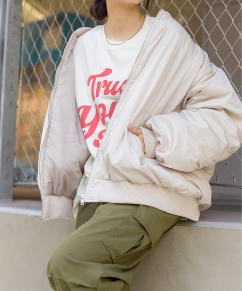 SpRay（スプレイ）の「中綿　ＢＩＧ　ＭＡ１（MA-1・レディース・アイボリー/カーキ/ブラック・FREE）」の11枚目の写真