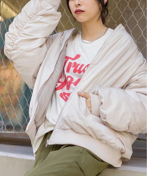 SpRay（スプレイ）の「中綿　ＢＩＧ　ＭＡ１（MA-1・レディース・アイボリー/カーキ/ブラック・FREE）」の20枚目の写真