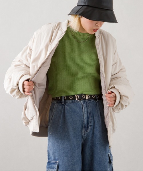 SpRay（スプレイ）の「中綿　ＢＩＧ　ＭＡ１（MA-1・レディース・アイボリー/カーキ/ブラック・FREE）」の7枚目の写真