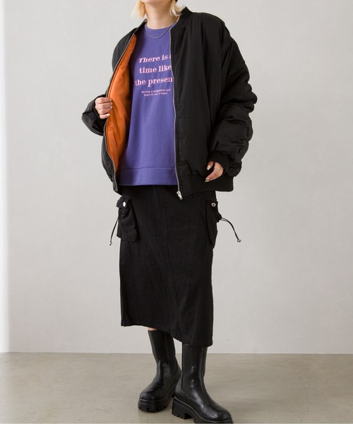 SpRay（スプレイ）の「中綿　ＢＩＧ　ＭＡ１（MA-1・レディース・アイボリー/カーキ/ブラック・FREE）」の5枚目の写真