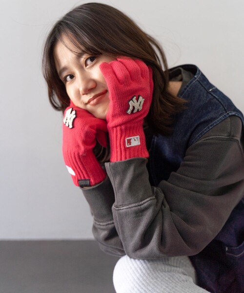 FREAK'S STORE(フリークスストア)の「MLB × FREAK'S STORE/エムエルビー/メジャーリーグベースボール 別注MLB GLOVE/別注エムエルビーグローブ(手袋・レディース・ピンク/オフホワイト/ネイビー・ONE SIZE)」の6枚目の写真