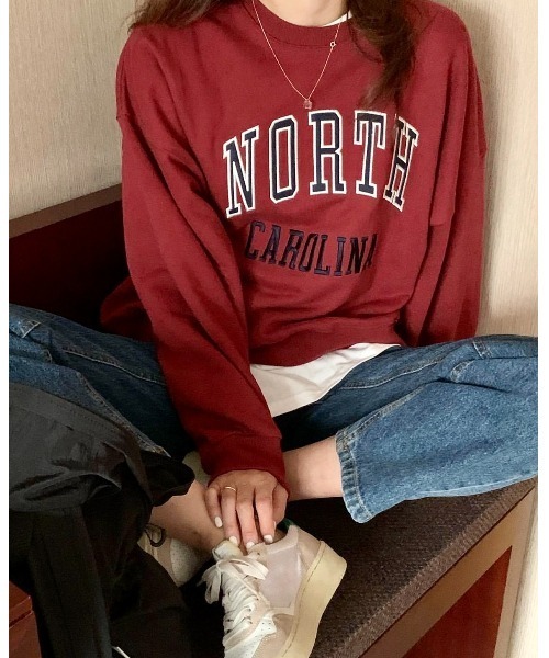 MINS MINIS（ミンスミニス）の「ノースカロリナ刺繍ロゴスウェット（スウェット・レディース・グリーン/アイボリー/ワイン・FREE）」の3枚目の写真
