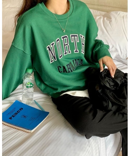 MINS MINIS（ミンスミニス）の「ノースカロリナ刺繍ロゴスウェット（スウェット・レディース・グリーン/アイボリー/ワイン・FREE）」の14枚目の写真