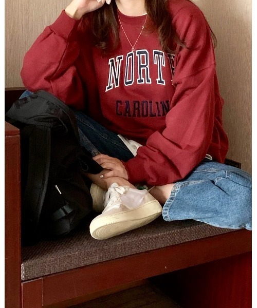 MINS MINIS（ミンスミニス）の「ノースカロリナ刺繍ロゴスウェット（スウェット・レディース・グリーン/アイボリー/ワイン・FREE）」の15枚目の写真