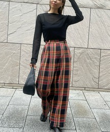 ulu | Twill wide check pants(その他パンツ)