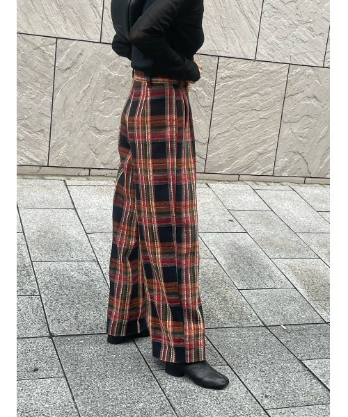 ulu（ウル）の「Twill wide check pants（その他パンツ・レディース・ブラック×レッド・FREE）」の8枚目の写真