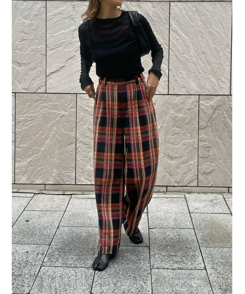 ulu（ウル）の「Twill wide check pants（その他パンツ・レディース・ブラック×レッド・FREE）」の10枚目の写真