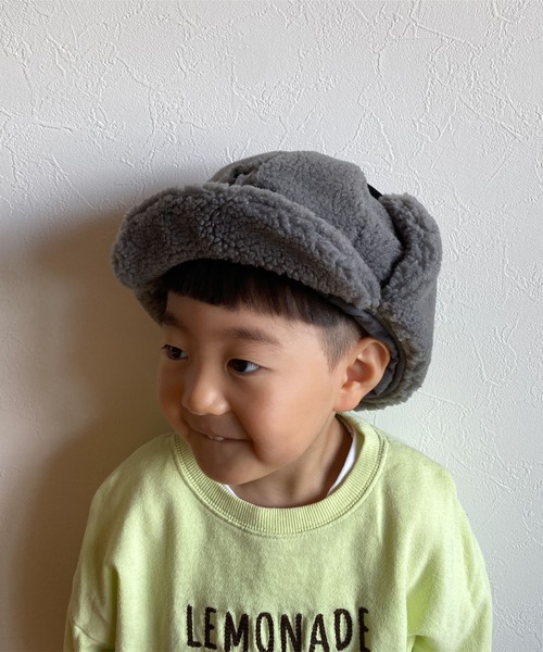 GRIN BUDDY(グリンバディ)の「【GRIN BUDDY / グリンバディ】【キッズ】ボアフライトキャップ/パイロットキャップ/アビエーターキャップ/City Flight Cap(キャップ・キッズ・グレー/アイボリー/ブラック・54cm/52cm)」の8枚目の写真
