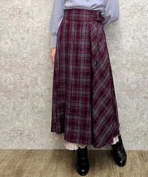 ベルト付チェック柄ロングＳＫ