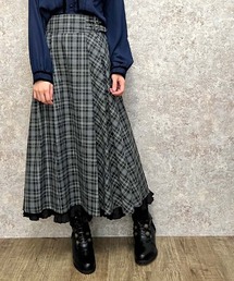 ベルト付チェック柄ロングSK