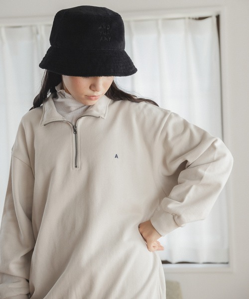 GLOBAL WORK(グローバルワーク)の「ハーフZIPスウェット/AND YUA ANY/ 165278(スウェット・キッズ・グリーン/ライトグレー/チャコールグレー・160cm/150cm)」の2枚目の写真