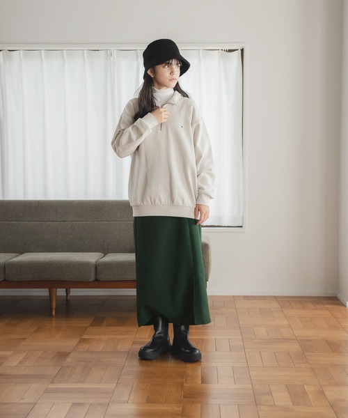 GLOBAL WORK(グローバルワーク)の「ハーフZIPスウェット/AND YUA ANY/ 165278(スウェット・キッズ・グリーン/ライトグレー/チャコールグレー・160cm/150cm)」の6枚目の写真