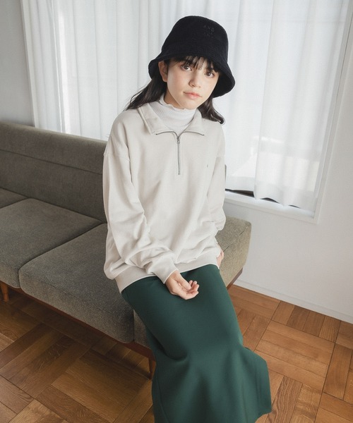 GLOBAL WORK(グローバルワーク)の「ハーフZIPスウェット/AND YUA ANY/ 165278(スウェット・キッズ・グリーン/ライトグレー/チャコールグレー・160cm/150cm)」の7枚目の写真