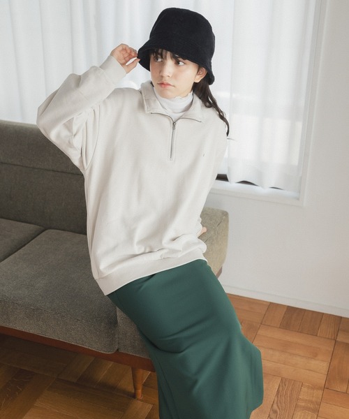 GLOBAL WORK(グローバルワーク)の「ハーフZIPスウェット/AND YUA ANY/ 165278(スウェット・キッズ・グリーン/ライトグレー/チャコールグレー・160cm/150cm)」の8枚目の写真