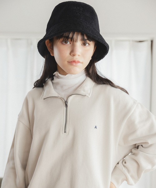 GLOBAL WORK(グローバルワーク)の「ハーフZIPスウェット/AND YUA ANY/ 165278(スウェット・キッズ・グリーン/ライトグレー/チャコールグレー・160cm/150cm)」の9枚目の写真