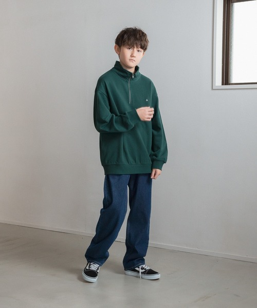 GLOBAL WORK(グローバルワーク)の「ハーフZIPスウェット/AND YUA ANY/ 165278(スウェット・キッズ・グリーン/ライトグレー/チャコールグレー・160cm/150cm)」の11枚目の写真