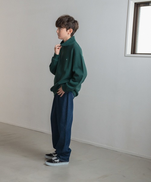 GLOBAL WORK(グローバルワーク)の「ハーフZIPスウェット/AND YUA ANY/ 165278(スウェット・キッズ・グリーン/ライトグレー/チャコールグレー・160cm/150cm)」の12枚目の写真
