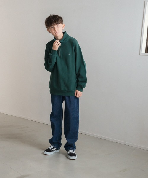 GLOBAL WORK(グローバルワーク)の「ハーフZIPスウェット/AND YUA ANY/ 165278(スウェット・キッズ・グリーン/ライトグレー/チャコールグレー・160cm/150cm)」の13枚目の写真