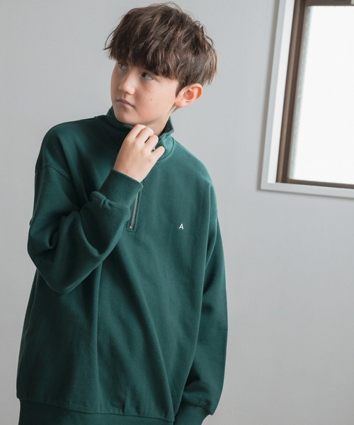 GLOBAL WORK(グローバルワーク)の「ハーフZIPスウェット/AND YUA ANY/ 165278(スウェット・キッズ・グリーン/ライトグレー/チャコールグレー・160cm/150cm)」の14枚目の写真