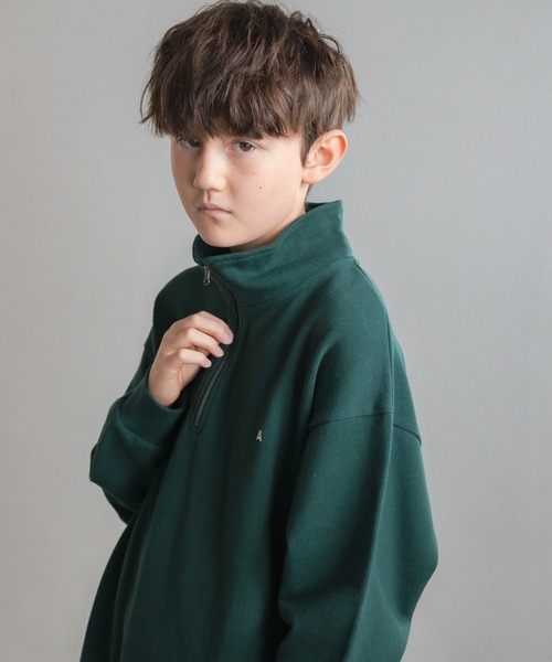 GLOBAL WORK(グローバルワーク)の「ハーフZIPスウェット/AND YUA ANY/ 165278(スウェット・キッズ・グリーン/ライトグレー/チャコールグレー・160cm/150cm)」の15枚目の写真