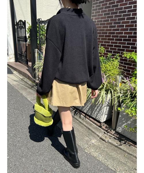 WC(ダブル シー)の「ハーフジップルーズニット(ニット/セーター・レディース・ブラック/ホワイト・FREE)」の9枚目の写真