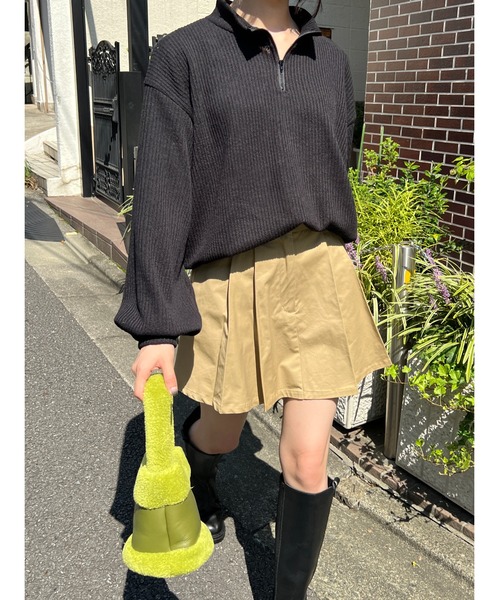 WC(ダブル シー)の「ハーフジップルーズニット(ニット/セーター・レディース・ブラック/ホワイト・FREE)」の10枚目の写真