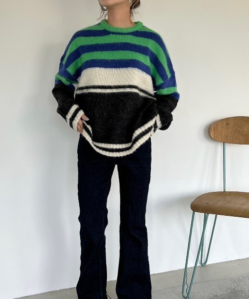 shesame（シーセム）の「アソート柄モヘアライクウールミックスニット（ニット/セーター・レディース・ブラウン/グリーン/ピンク/ブラック・MEDIUM/LARGE）」の14枚目の写真