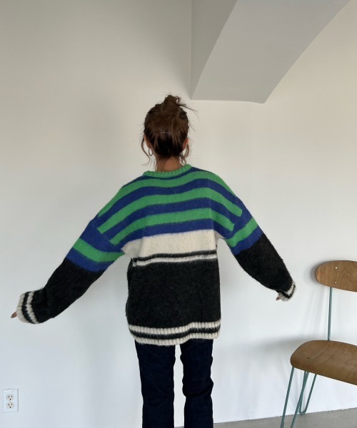 shesame（シーセム）の「アソート柄モヘアライクウールミックスニット（ニット/セーター・レディース・ブラウン/グリーン/ピンク/ブラック・MEDIUM/LARGE）」の16枚目の写真