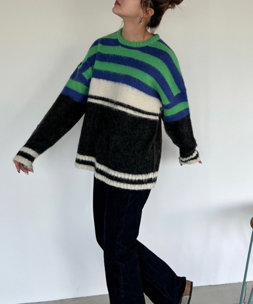shesame（シーセム）の「アソート柄モヘアライクウールミックスニット（ニット/セーター・レディース・ブラウン/グリーン/ピンク/ブラック・MEDIUM/LARGE）」の17枚目の写真