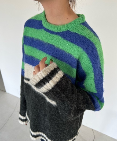 shesame（シーセム）の「アソート柄モヘアライクウールミックスニット（ニット/セーター・レディース・ブラウン/グリーン/ピンク/ブラック・MEDIUM/LARGE）」の18枚目の写真