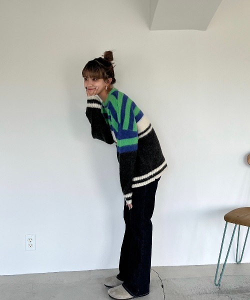 shesame（シーセム）の「アソート柄モヘアライクウールミックスニット（ニット/セーター・レディース・ブラウン/グリーン/ピンク/ブラック・MEDIUM/LARGE）」の13枚目の写真