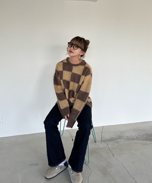 shesame（シーセム）の「アソート柄モヘアライクウールミックスニット（ニット/セーター・レディース・ブラウン/グリーン/ピンク/ブラック・MEDIUM/LARGE）」の22枚目の写真