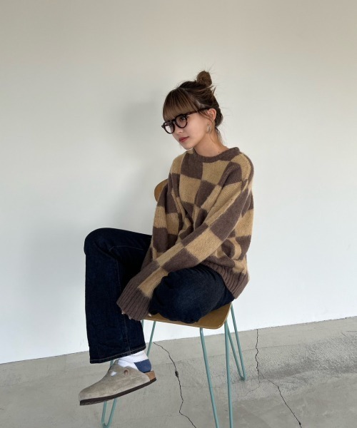 shesame（シーセム）の「アソート柄モヘアライクウールミックスニット（ニット/セーター・レディース・ブラウン/グリーン/ピンク/ブラック・MEDIUM/LARGE）」の20枚目の写真