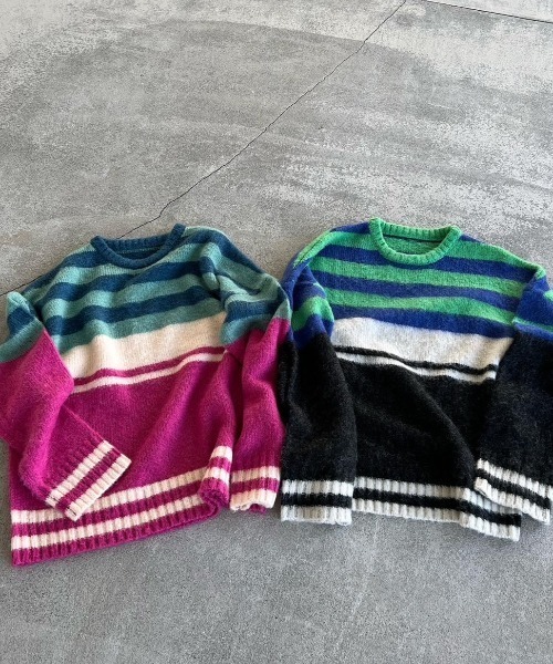shesame（シーセム）の「アソート柄モヘアライクウールミックスニット（ニット/セーター・レディース・ブラウン/グリーン/ピンク/ブラック・MEDIUM/LARGE）」の9枚目の写真