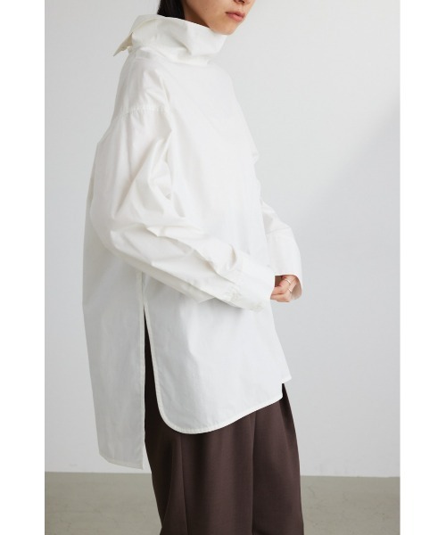 STYLEMIXER（スタイルミキサー）の「スタンドカラーロングシャツ（シャツ/ブラウス・レディース・ブラック/ホワイト/サックスブルー・FREE）」の13枚目の写真