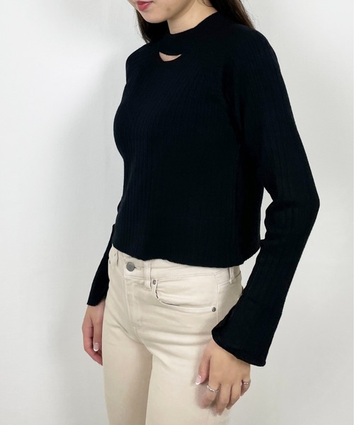 Meli rich（メリーリッチ）の「カットアウトリブニットプルオーバー
