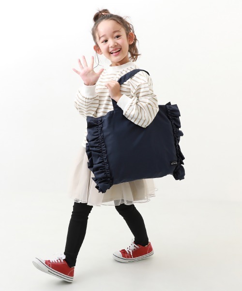 devirock(デビロック)の「フリルレッスンバッグ(トートバッグ・キッズ・グレー系その他/スモークピンク/パープル/ネイビー・ONE SIZE)」の5枚目の写真