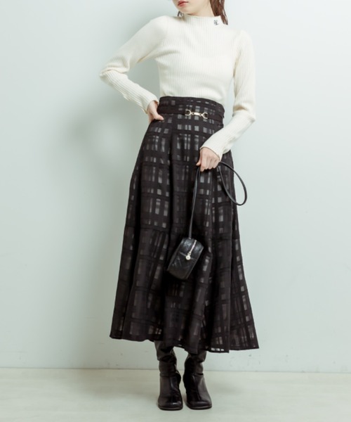 OLIVE des OLIVE（オリーブデオリーブ）の「【WEB限定カラー有】ビットベルト付きフレアスカート（スカート・レディース・ミント/チェック/スミクロ/オフホワイト/サックスブルー・FREE）」の13枚目の写真