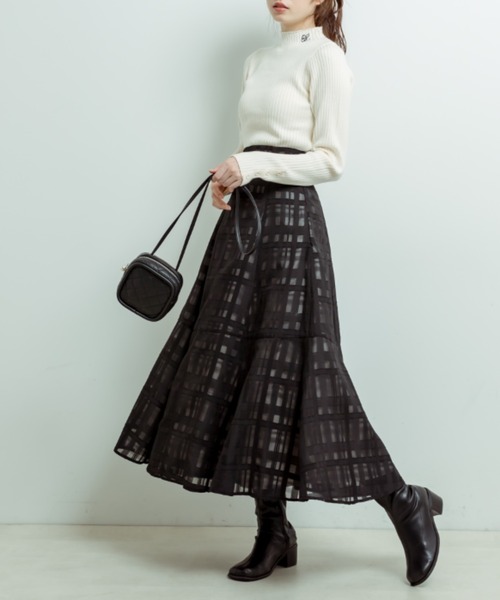 OLIVE des OLIVE（オリーブデオリーブ）の「【WEB限定カラー有】ビットベルト付きフレアスカート（スカート・レディース・ミント/チェック/スミクロ/オフホワイト/サックスブルー・FREE）」の14枚目の写真