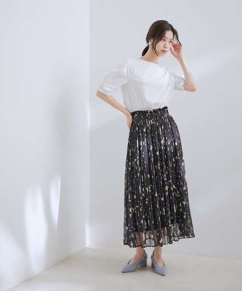 VIS(ビス)の「【接触冷感・洗える】シルケットタックスリーブプルオーバー(Tシャツ/カットソー・レディース・ブラック/ホワイト/ダークブラウン/ラベンダー・FREE)」の11枚目の写真