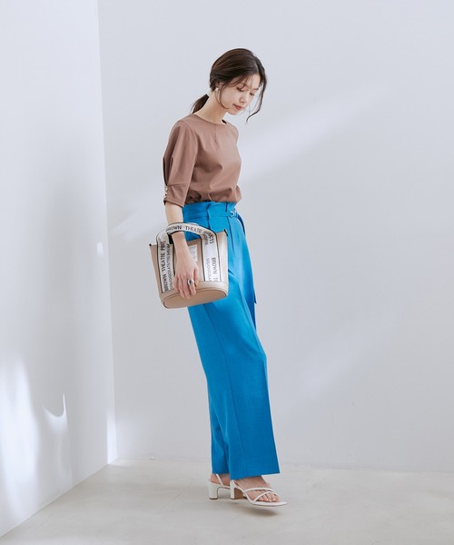 VIS(ビス)の「【接触冷感・洗える】シルケットタックスリーブプルオーバー(Tシャツ/カットソー・レディース・ブラック/ホワイト/ダークブラウン/ラベンダー・FREE)」の15枚目の写真