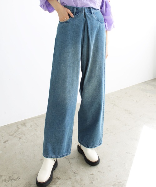 GeeRA(ジーラ)の「ホックデザインワイドパンツ(その他パンツ・レディース・ブルー/オフホワイト/ブラック・LARGE/MEDIUM/SMALL)」の3枚目の写真