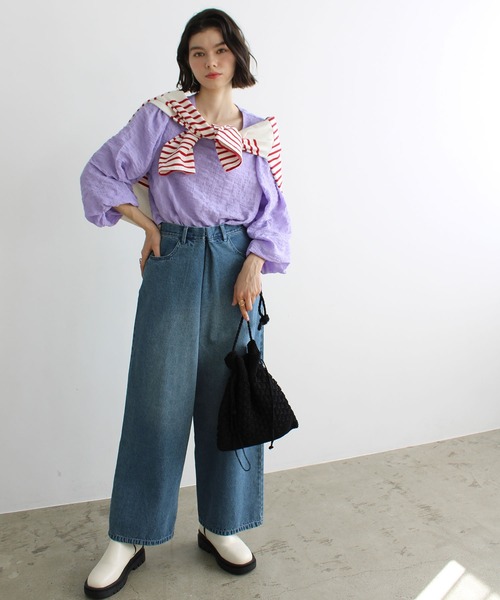 GeeRA(ジーラ)の「ホックデザインワイドパンツ(その他パンツ・レディース・ブルー/オフホワイト/ブラック・LARGE/MEDIUM/SMALL)」の16枚目の写真