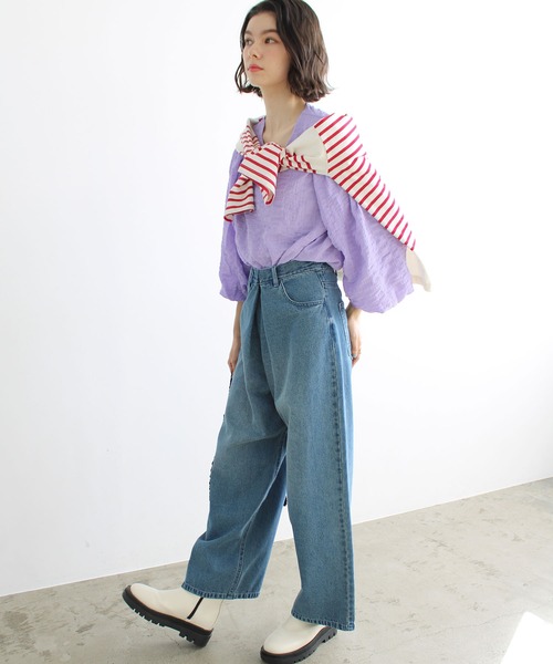 GeeRA(ジーラ)の「ホックデザインワイドパンツ(その他パンツ・レディース・ブルー/オフホワイト/ブラック・LARGE/MEDIUM/SMALL)」の17枚目の写真