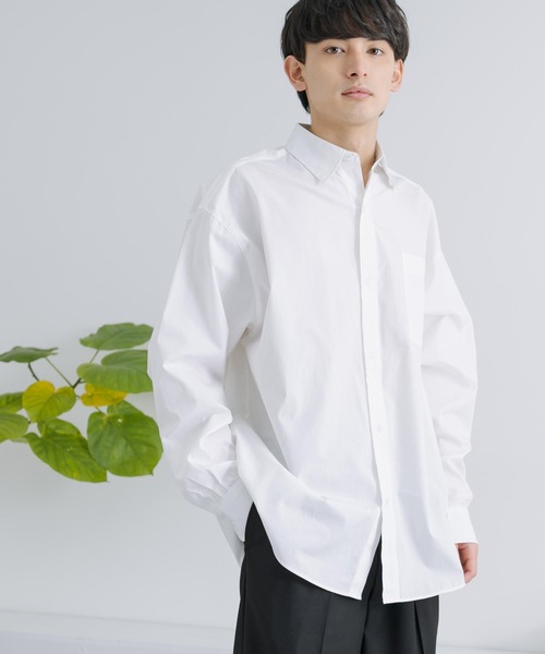 Rocky Monroe（ロッキーモンロー）の「オーバーサイズ コットンブロード レギュラーカラーシャツ（シャツ/ブラウス・メンズ・ブラック/サックスブルー/ホワイト×ブルー/ホワイト×ブラック/ホワイト×ネイビー/ホワイト・M/L）」の19枚目の写真